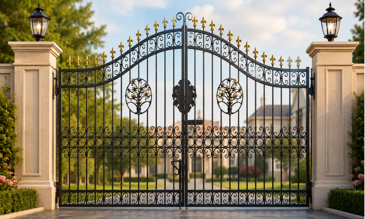 Black Stainless Steel,Mild Steel Main Grill Gate